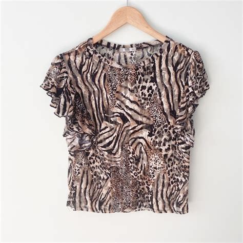 Zara Tops Zara Sheer Tiger Leopard Print Top Poshmark