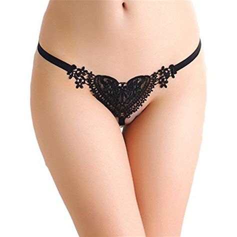 Pin On Women S Black Sexy Lace Heart Pearl G String