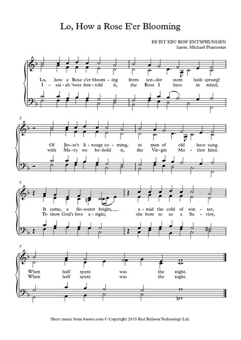 Lo How A Rose Eer Blooming Sheet Music For Choir