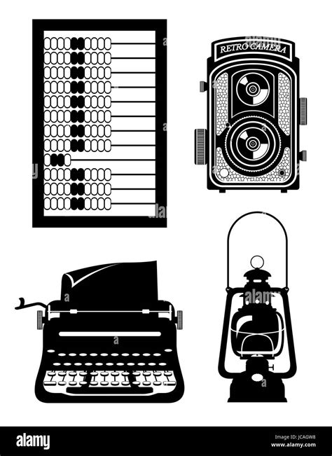 Objects Old Retro Vintage Icon Stock Vector Illustration Isolated On