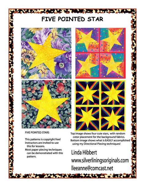 Silver Linings Quilting Pattern Five Pointed Star Paper Piecing