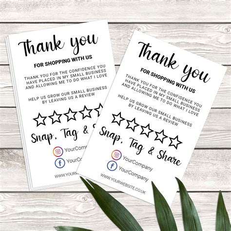 Thank You For Your Order Leave A Review Business Cards Etsy