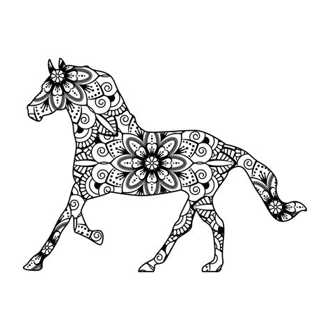 Mandala Horse Running Coloring Page Download Print Now