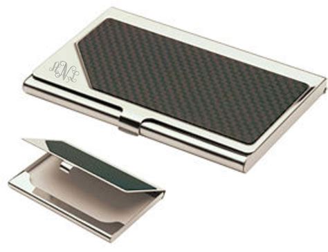 5.25 h x 4.25 w; Monogrammed Carbon Fiber Business Card Holder Personalized