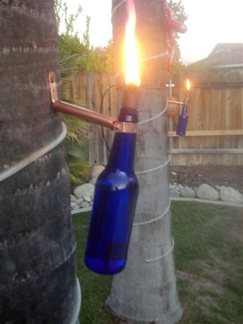 Blue Tiki Torch Bottle 12 Oz Cobalt Blue Beer Bottle Turned Into A