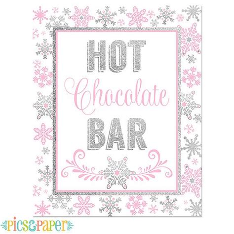 Hot Chocolate Bar Printable Sign Silver And Pink Etsy Winter