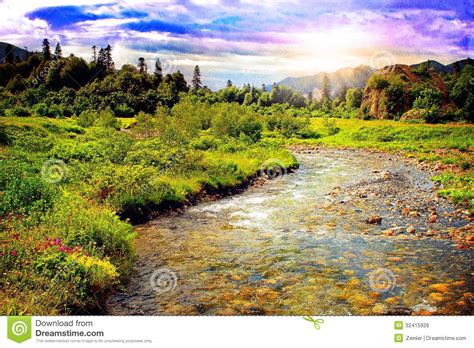 Beautiful Mountain River Landscape Stock Photo Image Of