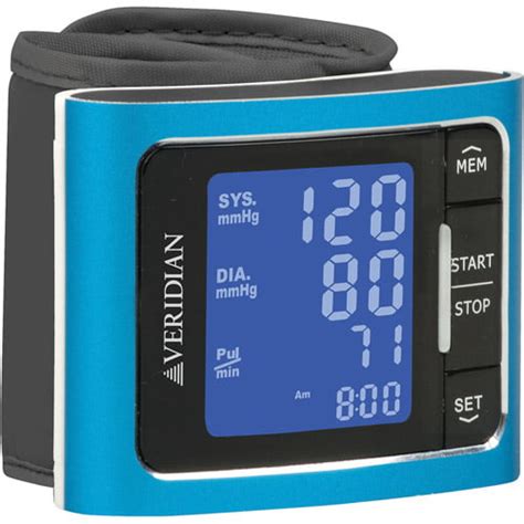 Brushed Aluminum Deluxe Wrist Digital Blood Pressure Monitor Blue