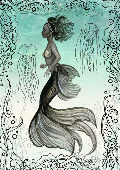 Black Mermaid A4 Size Wall Art Print Nautical Bathroom Fantasy