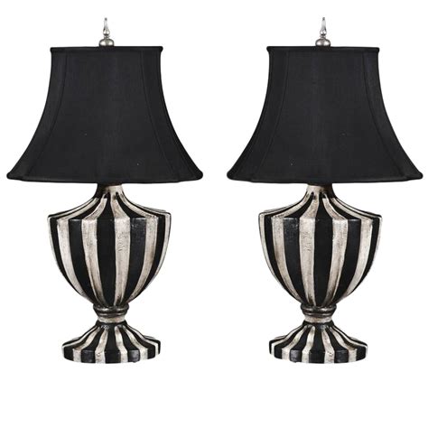 Black And White Striped Lamps A Pair Chairish