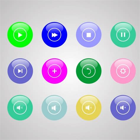 Digital Sound Button Sets Various Colorful Circles Vector Abstract Free