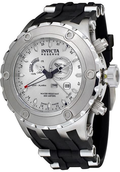 Invicta Mens Reserve Multi Function Black Rubber And Stainless Steel