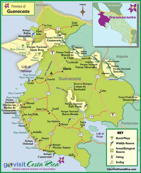 Guanacaste Region Map Costa Rica Go Visit Costa Rica