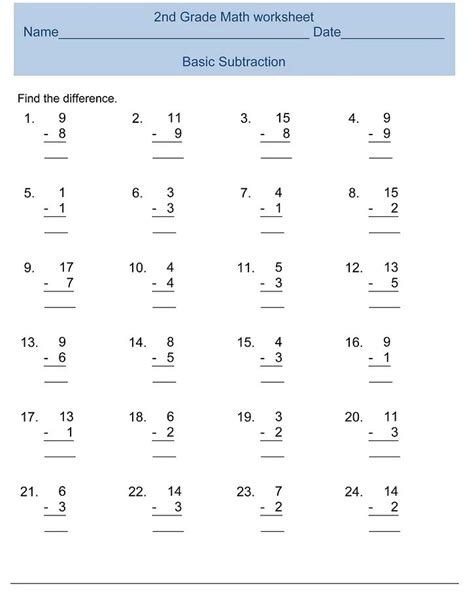 Printable 2nd Grade Math Worksheets Kids Learning Activity 2nd