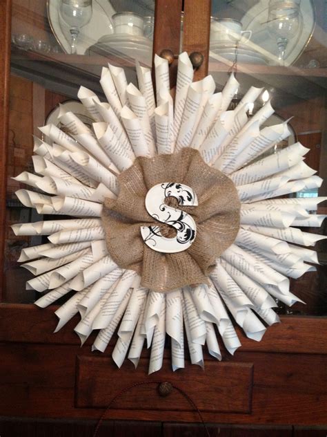 Rolled Paper Wreath Book Pages Navidad