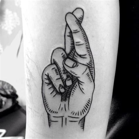 The small tattoos very chic and impressive on the finger. 50 Fingers Crossed Tattoo Designs For Men - Hand Gesture ...