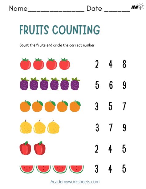 Count Match And Color Fruit 1 10 Academy Worksheets