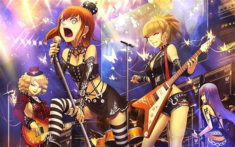 1366x768 Resolution Female Anime Characters Having Concert Hd