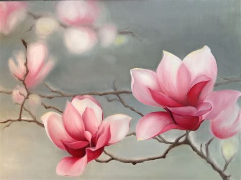 Pink Magnolias Oil Painting By Me Floral Painting Flower Painting