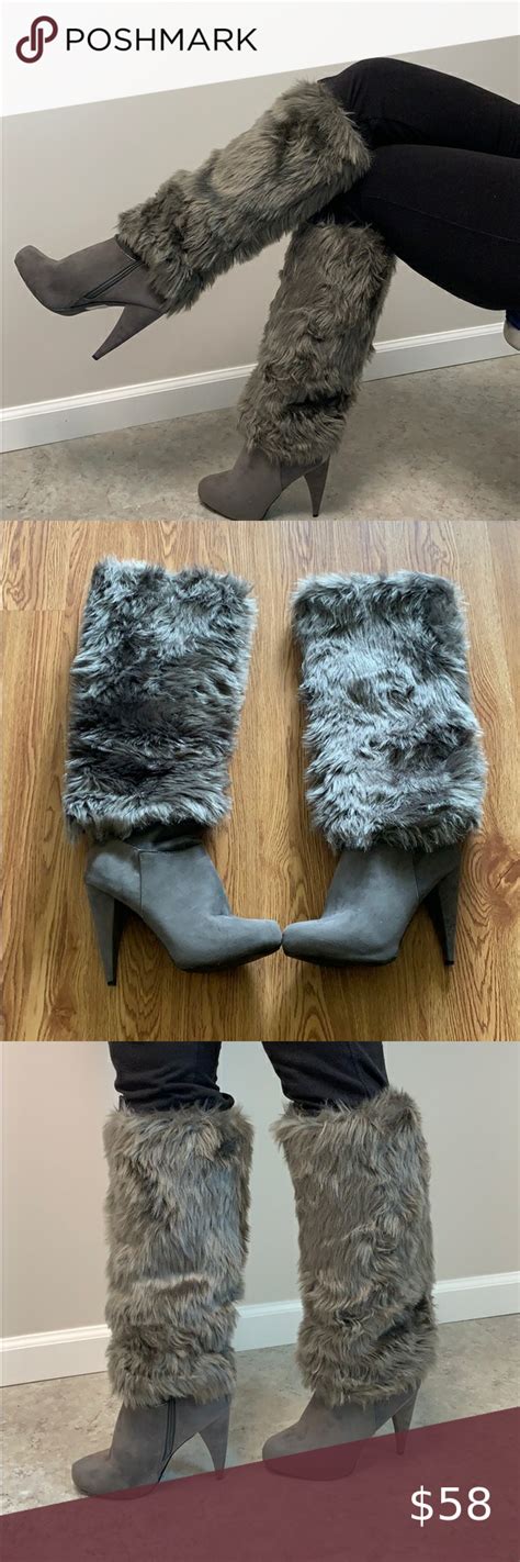 BRECKELLES Fur Suede Platform Knee High Boots Beautiful Sexy