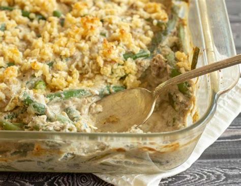 These are low carb and high flavor! Green Bean Casserole with Crunchy Onion Topping - Low Carb, Keto, Gluten-Free, Grain-Free. THM S ...
