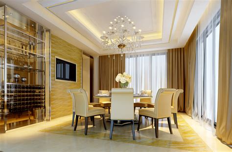 The faux marble table, paired with the pine wood is sturdy enough to prefer in a dining room. Modern Dining Room With Marble Floor Fully... 3D Model ...