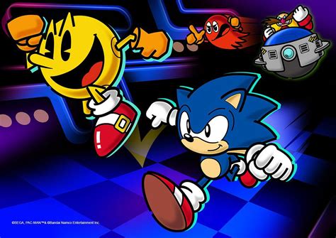 Pac Man And Sonic The Hedgehog Art By Bandai Namco Celebrating Sonics Birthday Pacman