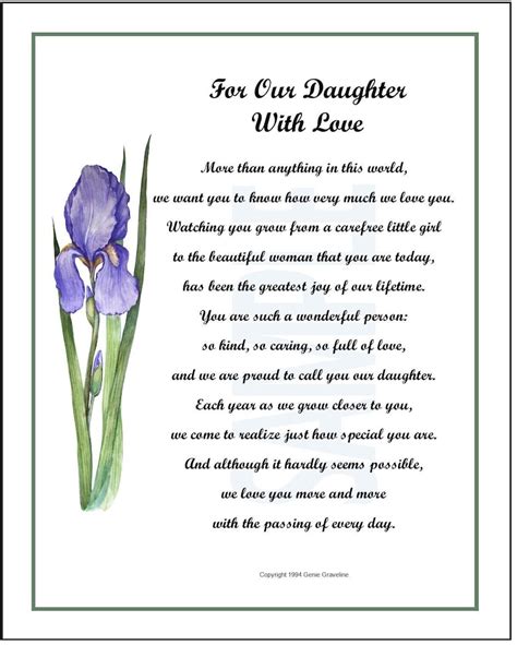 For Our Daughter Poem Digital Download Daughter Print Verse Etsy
