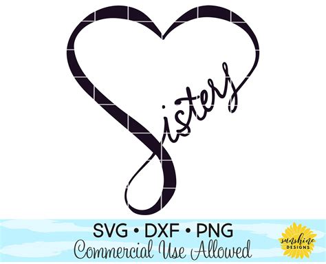Sisters Heart Hand Lettered Drawn Svg Dxf Png Heart Svg Etsy Twin