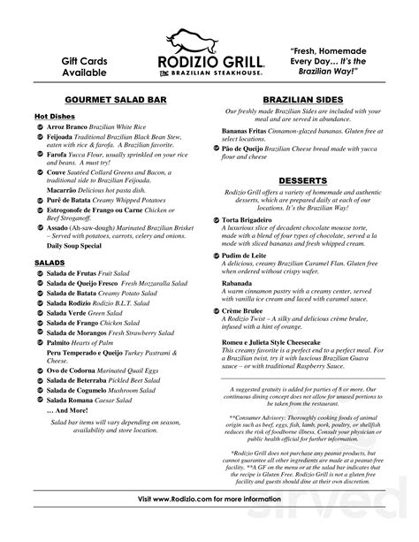 Rodizio Grill - Mesa menu in Mesa, Arizona, USA