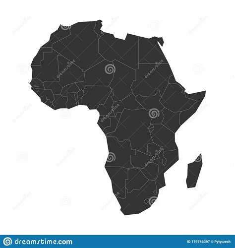 Blank Grey Political Map Of Africa Vector Illustration Stock Vector