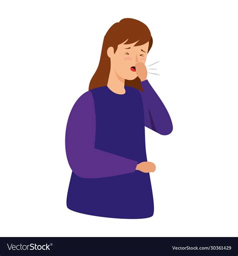 Woman Coughing Sick Isolated Icon Royalty Free Vector Image