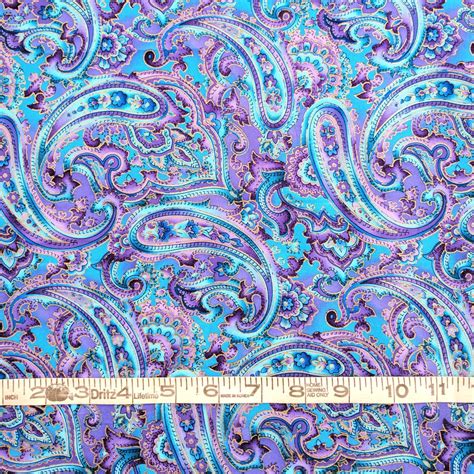 paisley fabric purple paisley cotton fat quarter turquoise paisley purple floral fabric