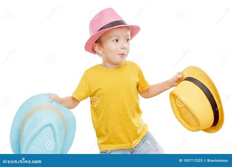Dancing Boy In The Hat Isolated On White Stock Image Image Of