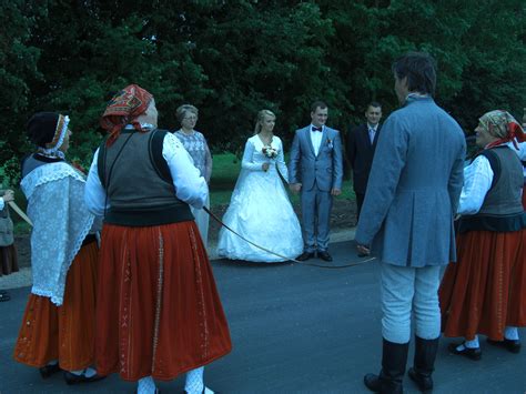 Traditional Latvian Wedding With Performance From Locals Dressed In Latvian Traditional Clothes