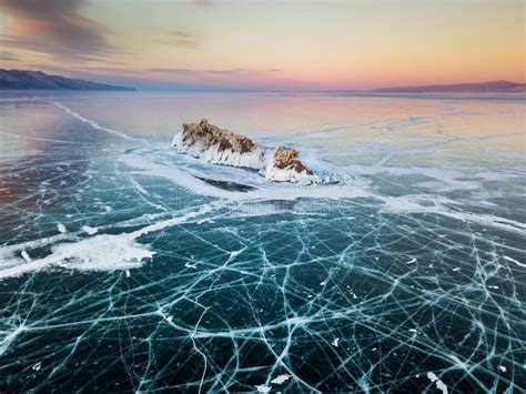 Elenka Island On Lake Baikal In Winter Aerial View Stock Photo Image