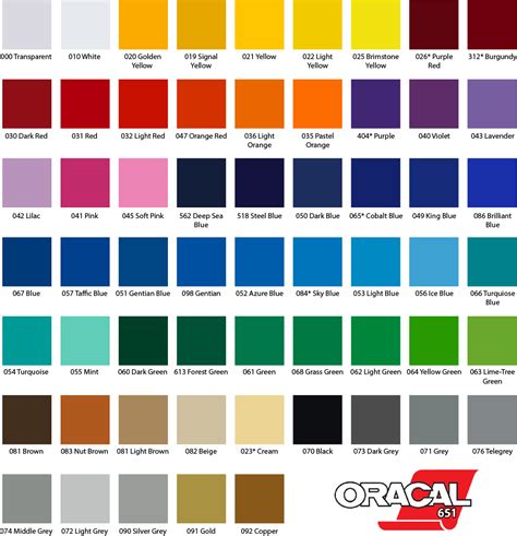 Oracal 651 Color Chart Pdf Focus