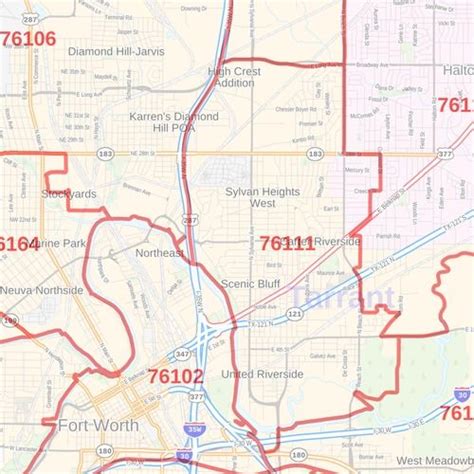 Forth Worth Zip Code Map Texas