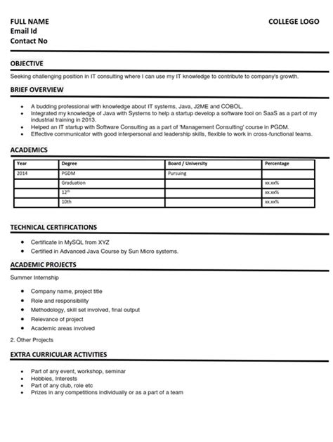 It is possible to write an influential and convincing cv, even though you do not have any work experience including volunteer. hot sale 2018 Best Cv Format For Freshers Engineers What ...