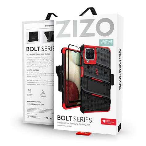Galaxy A12 Zizo Bolt Series Case Black And Red 1100610 Mobilize Phone