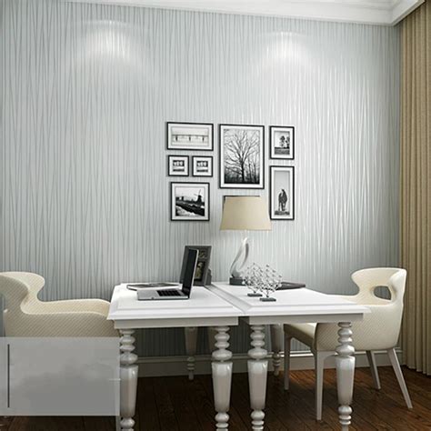 Non Woven Modern Thin Flocking Vertical Stripes Wallpaper For Living