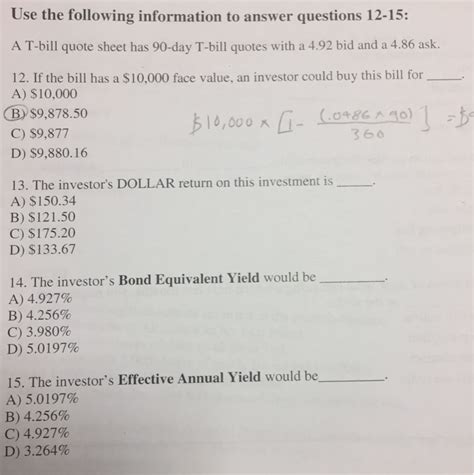 Solved A T-bill quote sheet has 90-day T-bill quotes with a | Chegg.com