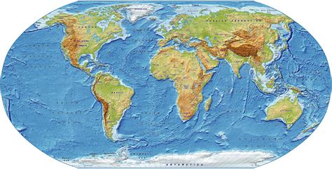 Digital Vector Royalty Free World Relief Map In The