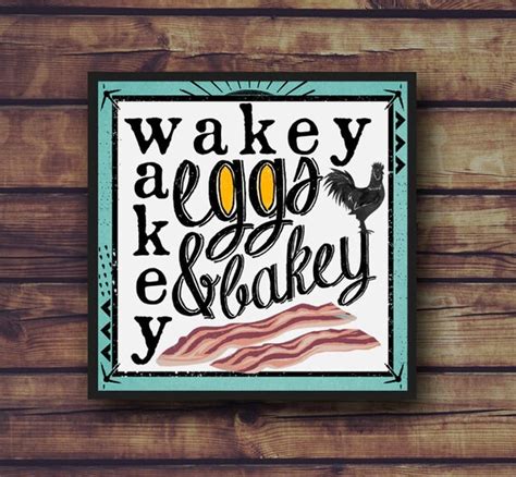 Wakey Wakey Eggs And Bakey Fun Kitchen Print Frame Not