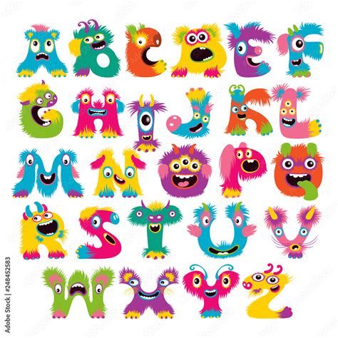Cartoon Children Cute And Funny Monster Alphabet Stock Vector Adobe Stock