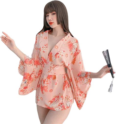 Kimono Dress Woman Sakura Japanese Style Geisha Costume Sexy Bathrobe Yukata Pajamas Girl Sexy