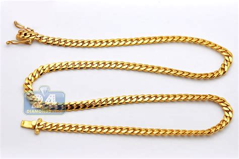 For solid 18k gold cuban chains, visit our 18k cuban chain category in the menu. 14K Yellow Gold Miami Cuban Link Mens Chain 5.8 mm 22 Inches