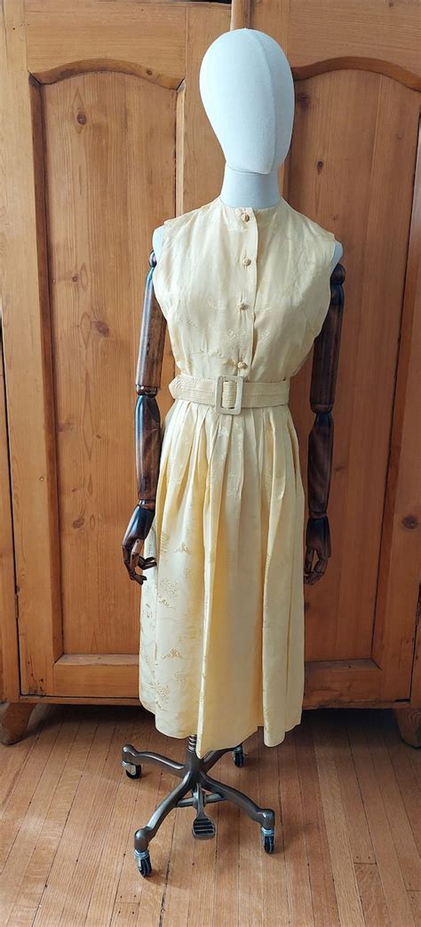 1950s Yellow Silk Dress Gem