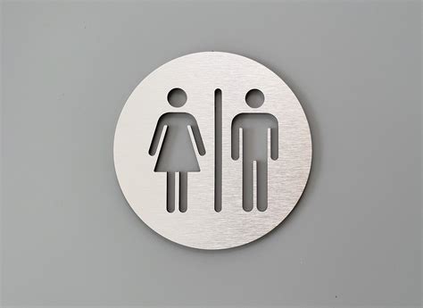 All Gender Restroom Door Sign Metal Bathroom Sign Silver Gold Unisex Toilet Office Signage