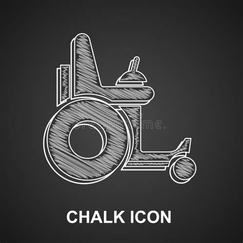 Chalk Electric Wheelchair For Disabled People Icon Isolated On Black